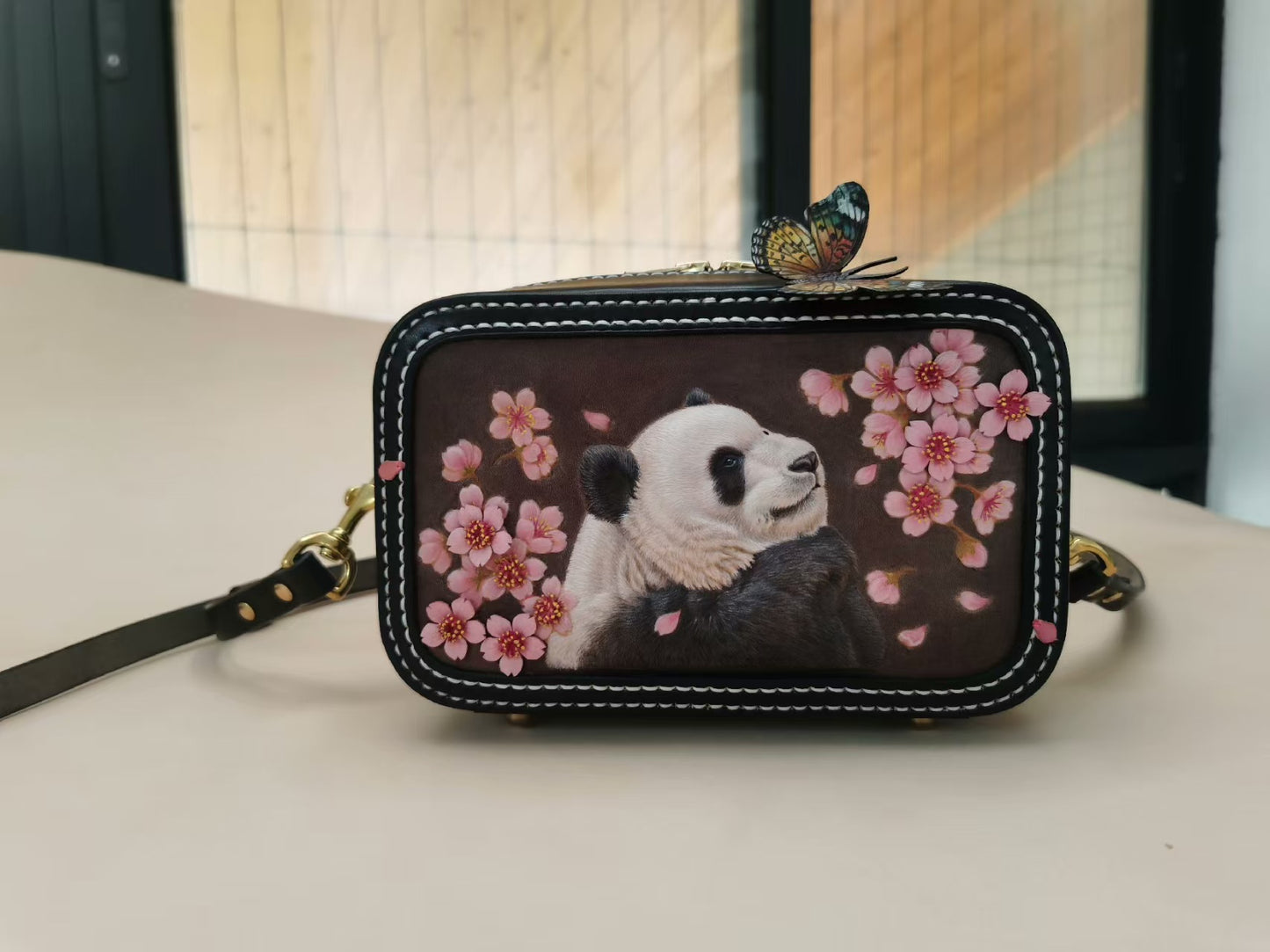 Leatherchild Handmade Hyper-Realistic Carved Leather Pet small square bag (Deposit)(Ms.Tao)