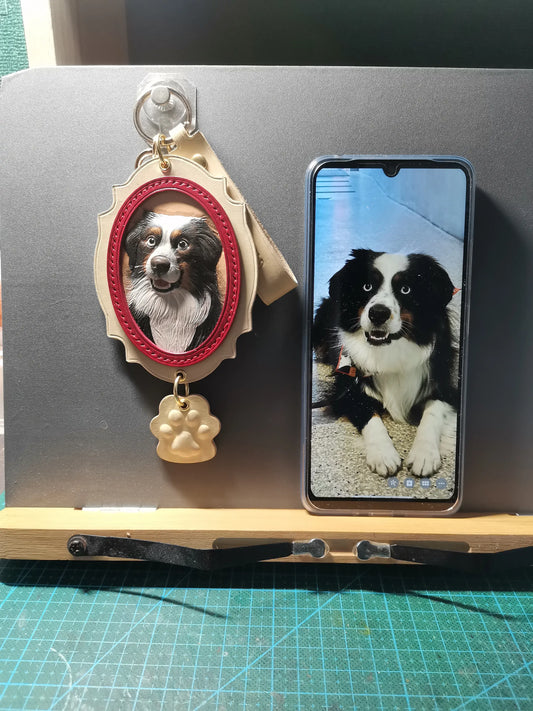 Leatherchild Handcrafted Italian Veg-Tanned Leather Pet Keychain - Gifts & Decorations  (custom-made 28-35 days)