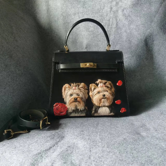 Leatherchild Handmade Hyper-Realistic Carved Leather Pet Bag Kelly 25 (Deposit)Artist: Ms.Tao