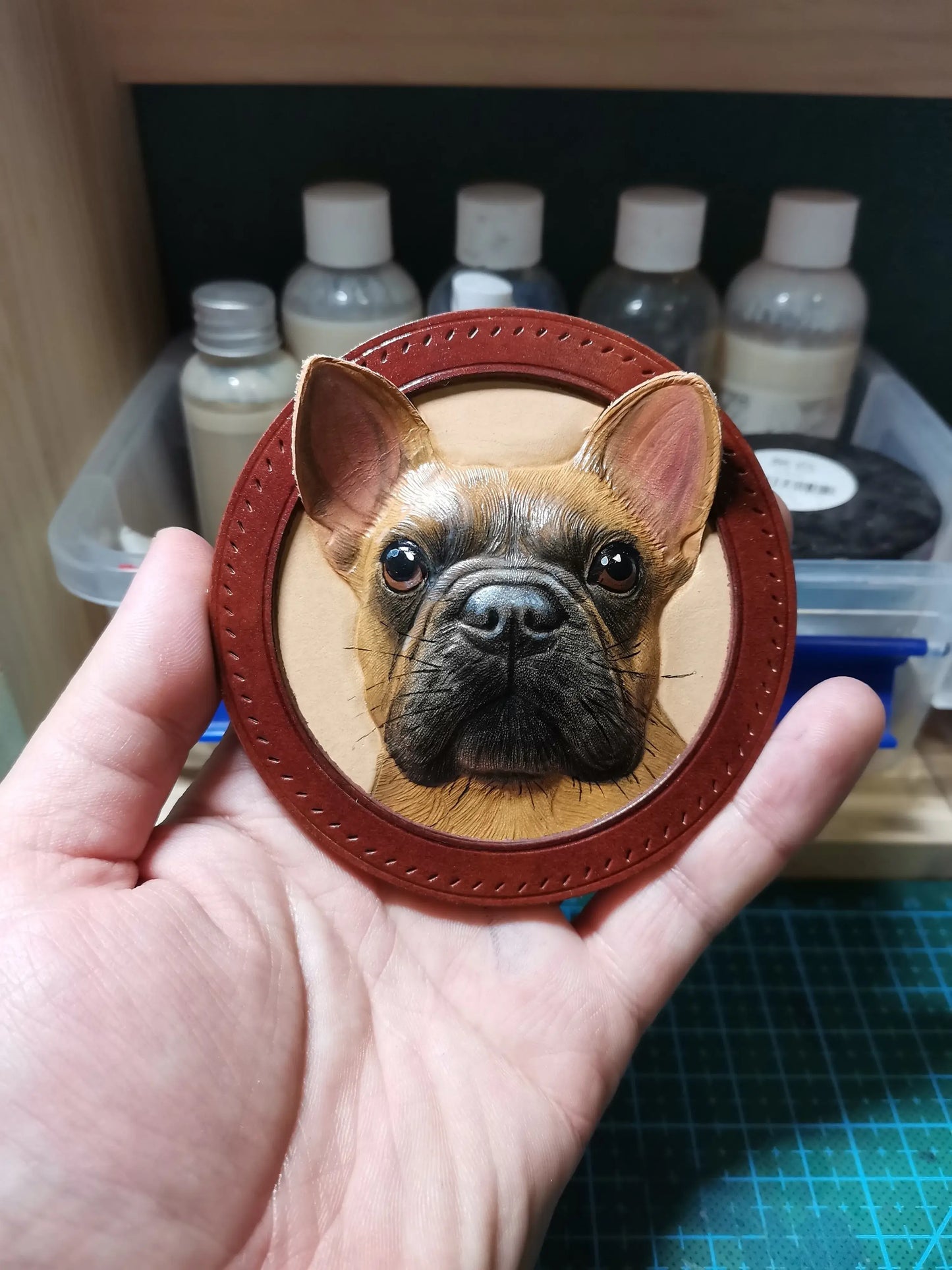 Leatherchild Handcrafted Italian Veg-Tanned Leather Pet Keychain - Gifts & Decorations【M1831】 (custom-made 20-35 days)