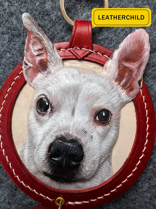 Leatherchild Handcrafted Italian Veg-Tanned Leather Pet TAG -  Oversized Gifts & Decorations (custom-made 30-50 days)