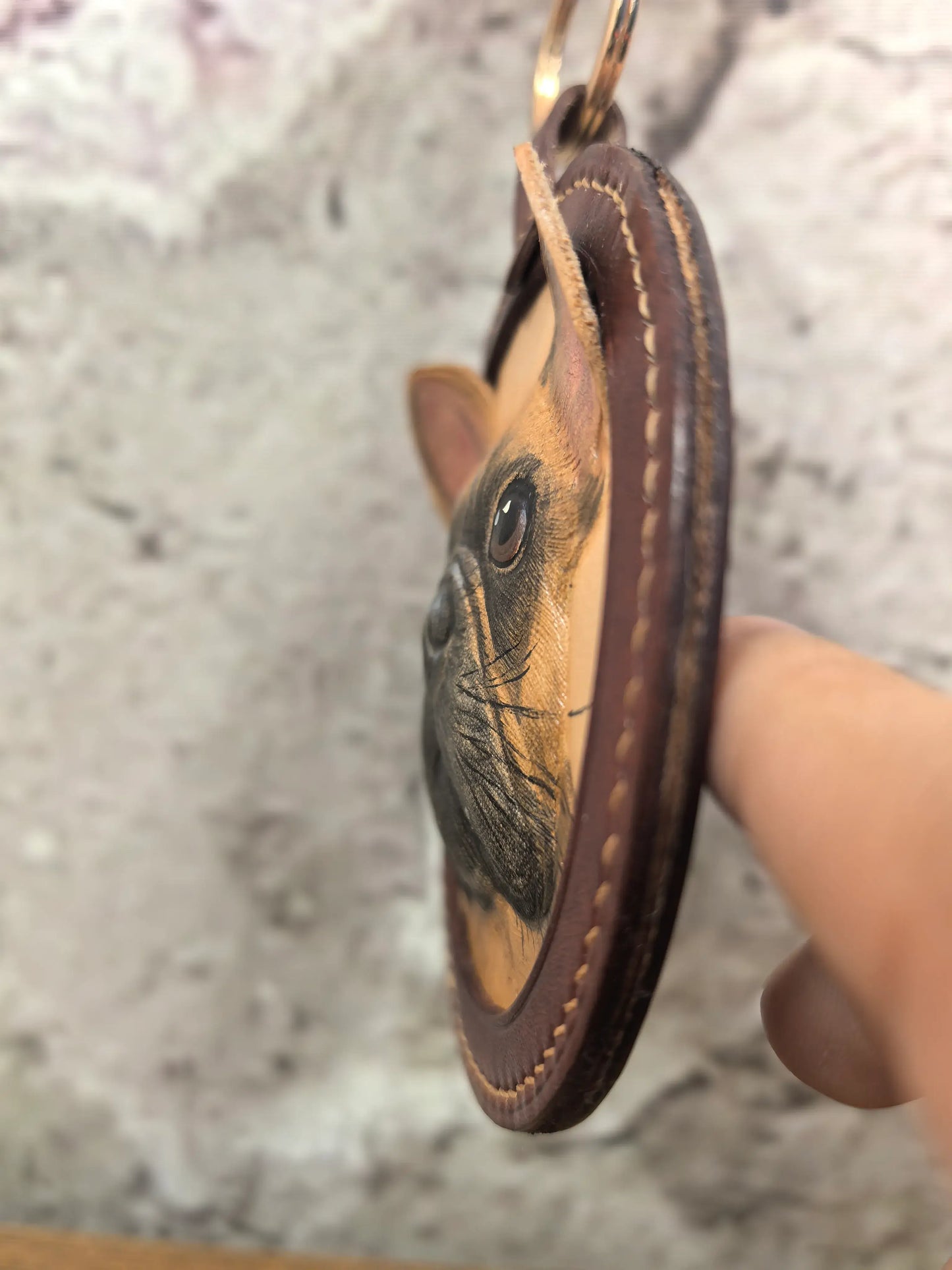 Leatherchild Handcrafted Italian Veg-Tanned Leather Pet Keychain - Gifts & Decorations【M1831】 (custom-made 20-35 days)
