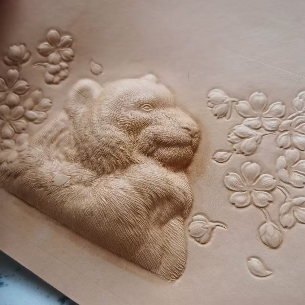 Leatherchild Handmade Hyper-Realistic Carved Leather Pet small square bag (Deposit)(Ms.Tao)