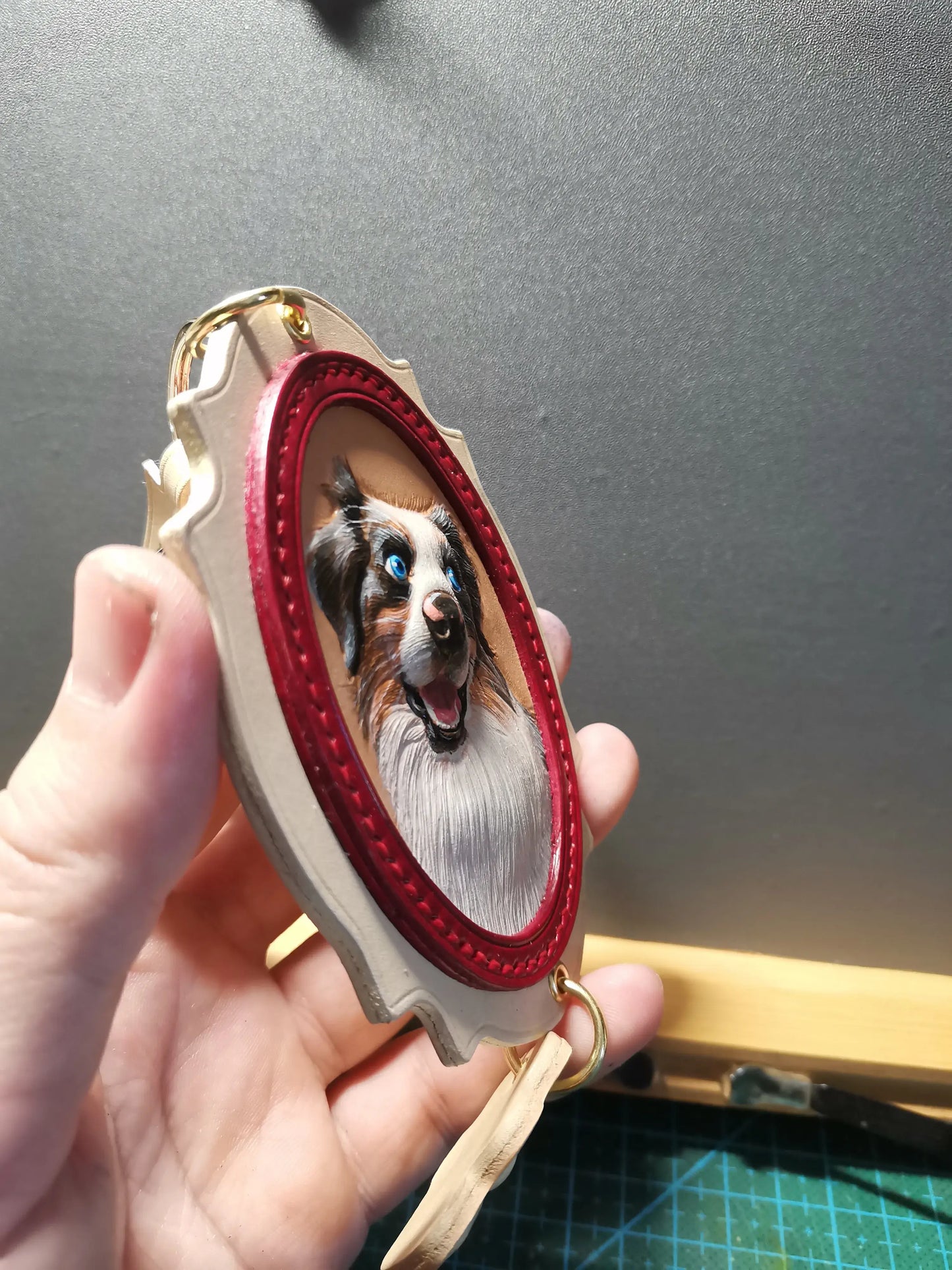 Leatherchild Handcrafted Italian Veg-Tanned Leather Pet Keychain - Gifts & Decorations (custom-made 28-35 days)