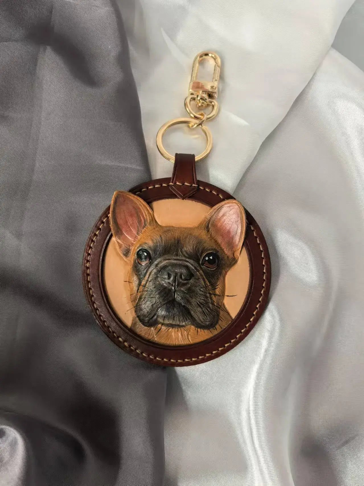 Leatherchild Handcrafted Italian Veg-Tanned Leather Pet Keychain - Gifts & Decorations【M1831】 (custom-made 20-35 days)