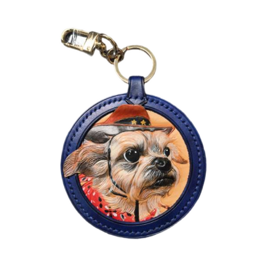 Leatherchild Handcrafted Italian Veg-Tanned Leather Pet Keychain - Gifts & Decorations【M1831】 (custom-made 20-35 days)