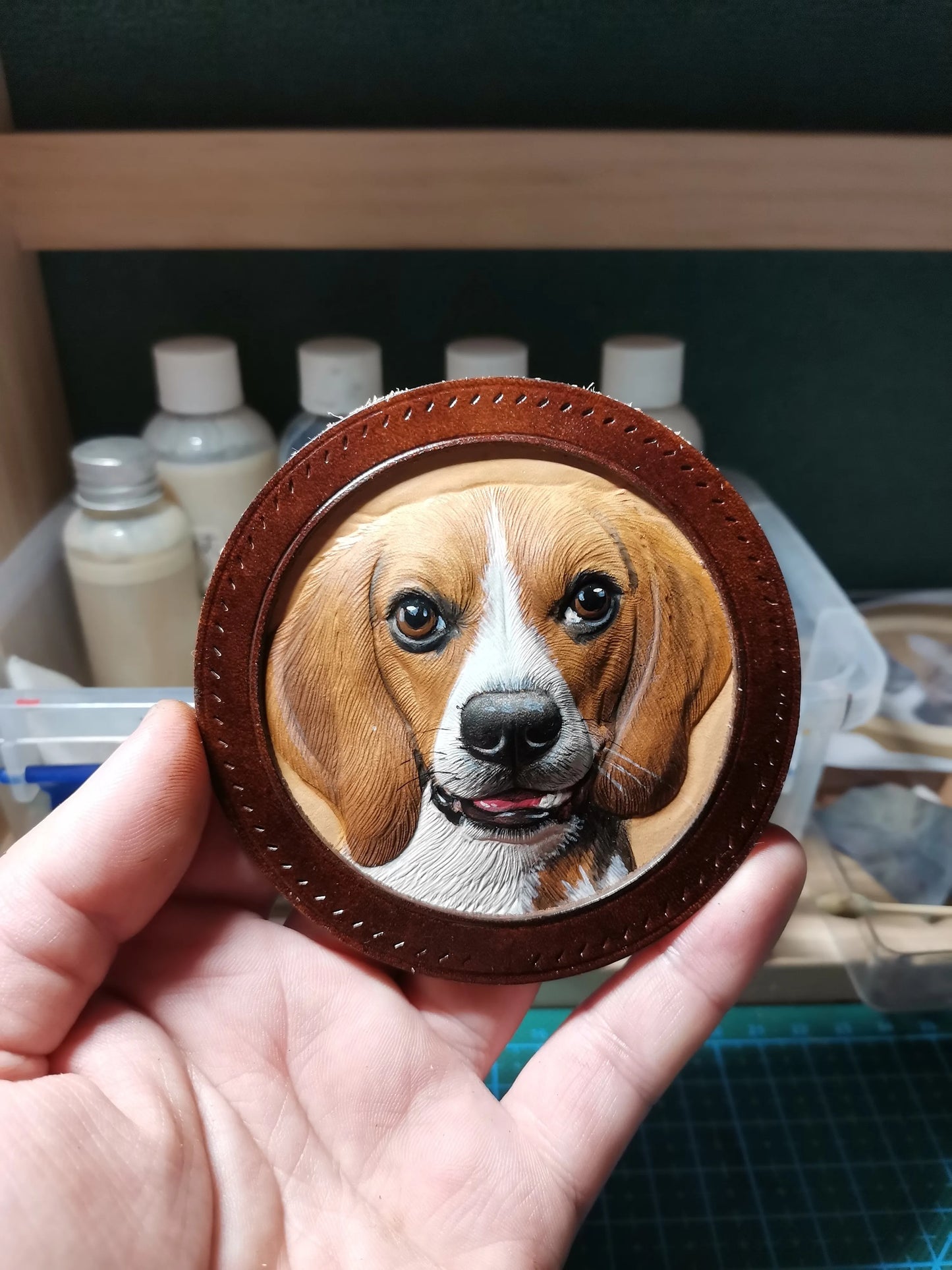 Leatherchild Handcrafted Italian Veg-Tanned Leather Pet Keychain - Gifts & Decorations【1833】 (custom-made 28-35 days)