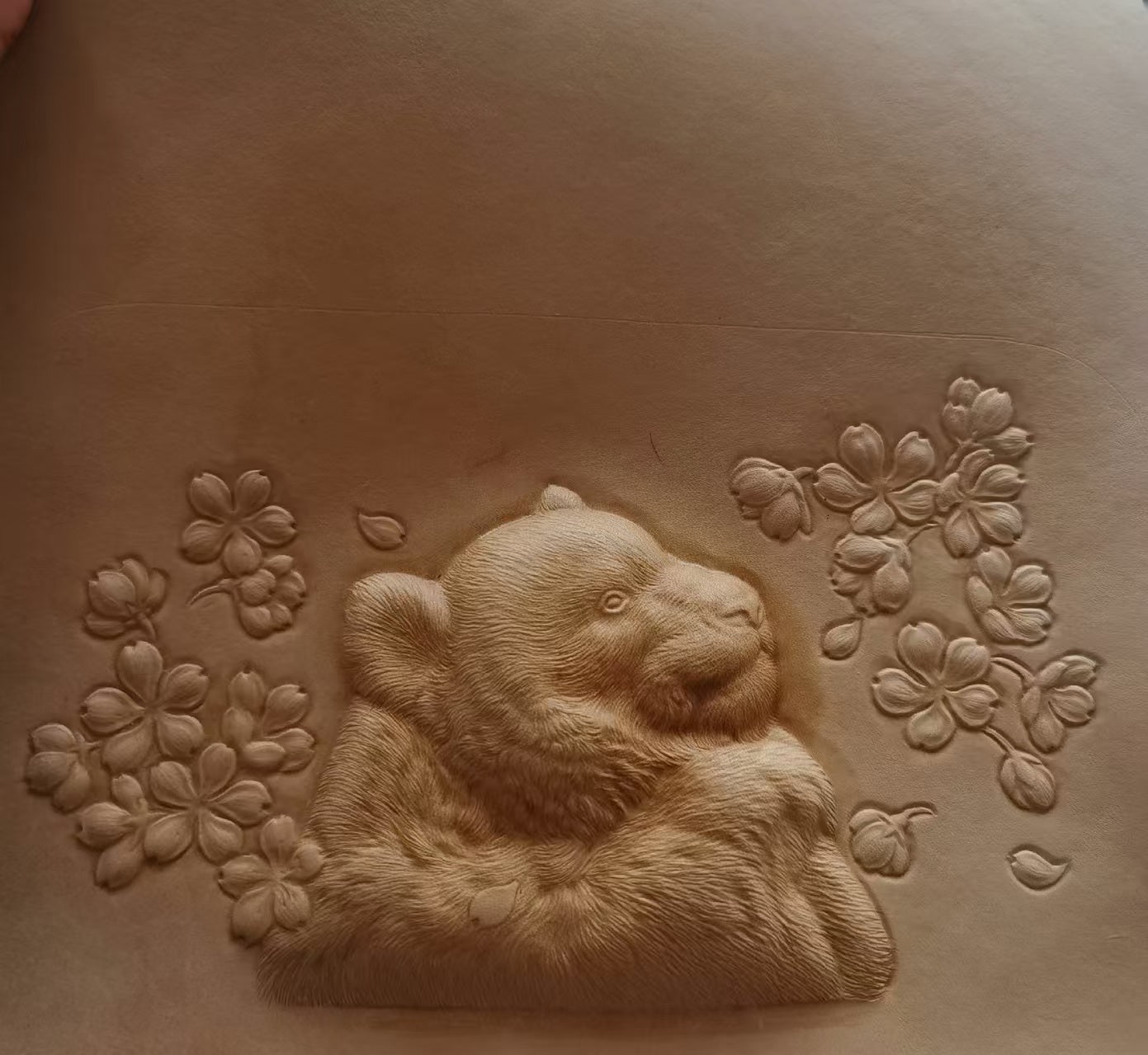 Leatherchild Handmade Hyper-Realistic Carved Leather Pet small square bag (Deposit)(Ms.Tao)