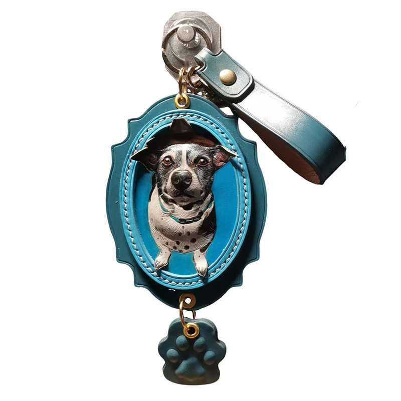 Leatherchild Handcrafted Italian Veg-Tanned Leather Pet Keychain - Gifts & Decorations  (custom-made 28-35 days)
