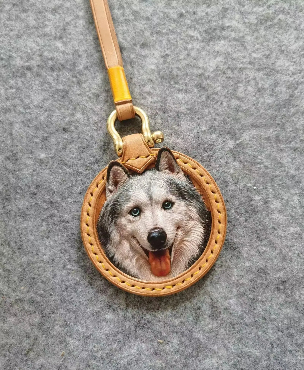 Leatherchild hyper-realistic Custom Pet Portrait Keychain, Bag Tag, or ...