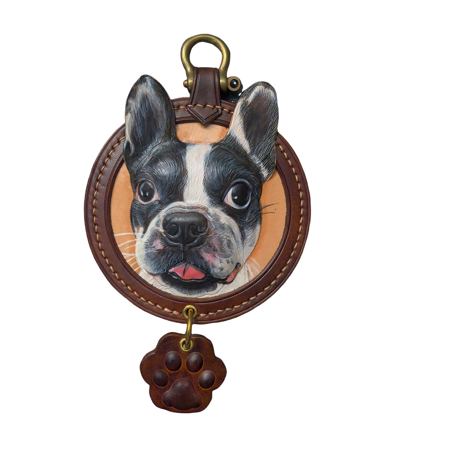 Leatherchild Handcrafted Italian Veg-Tanned Leather Pet Keychain - Gifts & Decorations【1833】 (custom-made 28-35 days)
