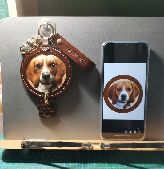 Leatherchild Handcrafted Italian Veg-Tanned Leather Pet Keychain - Gifts & Decorations【1833】 (custom-made 28-35 days)