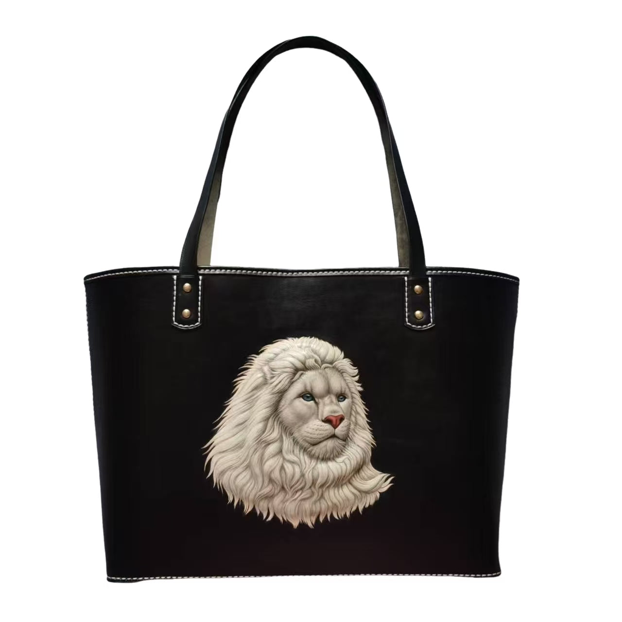 Leatherchild Handmade Hyper-Realistic Carved Leather Pet White Lion Shopping Bag (Deposit)Artist: Ms.Tao